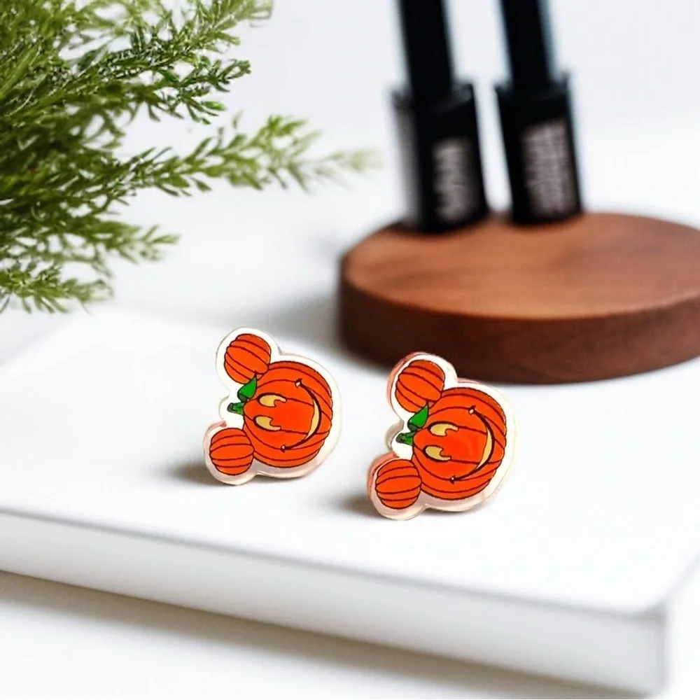 Pumpkin Mouse Halloween Stud Earrings NWT